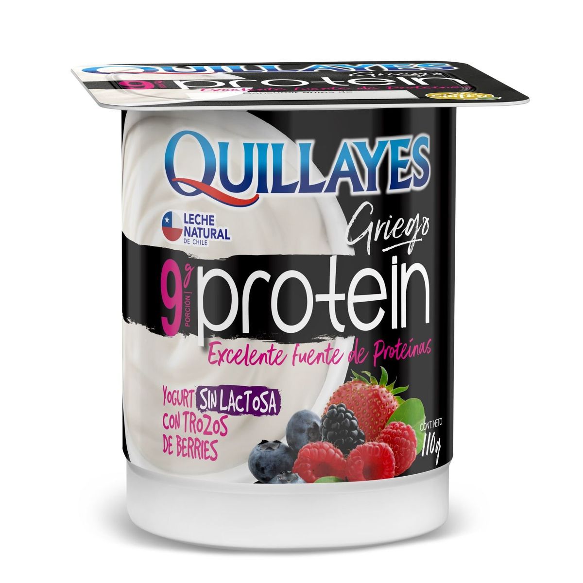 QUILLAYES - Yoghurt Griego Proteín con Trozos de Berries Quillayes 110 g
