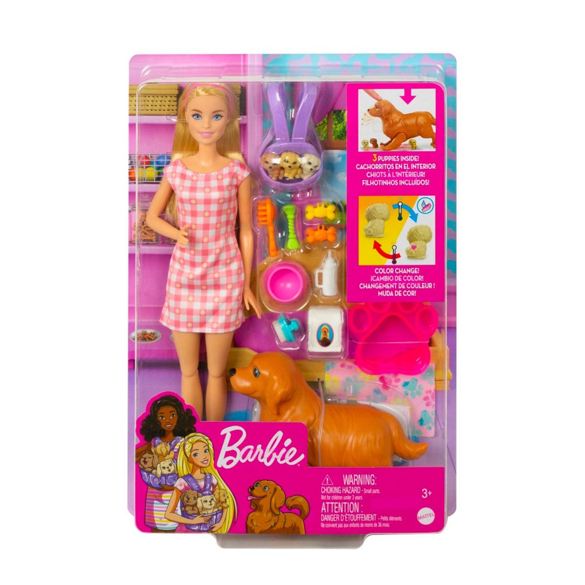 BARBIE - Muñeca Barbie Cachorros Recién Nacidos