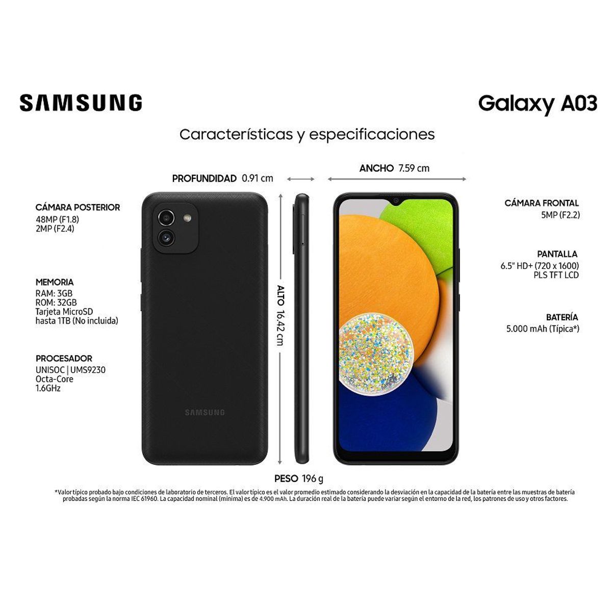 SAMSUNG - (D)SMARTPHONE SAMSUNG A03 32GB BLACK CLARO