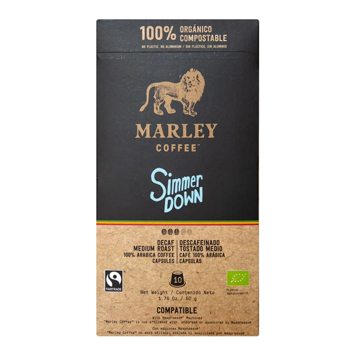 MARLEY COFFEE - Cápsulas de Café Descafeinado Simmer Down