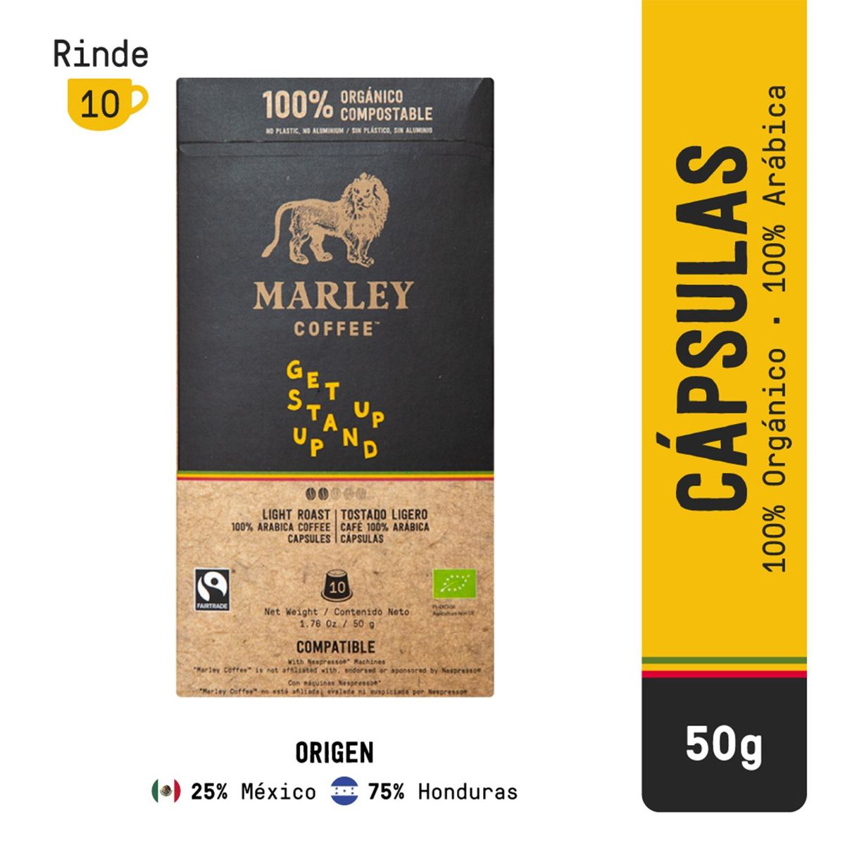MARLEY COFFEE - Cápsulas de Café Orgánico Get Up Stand Up