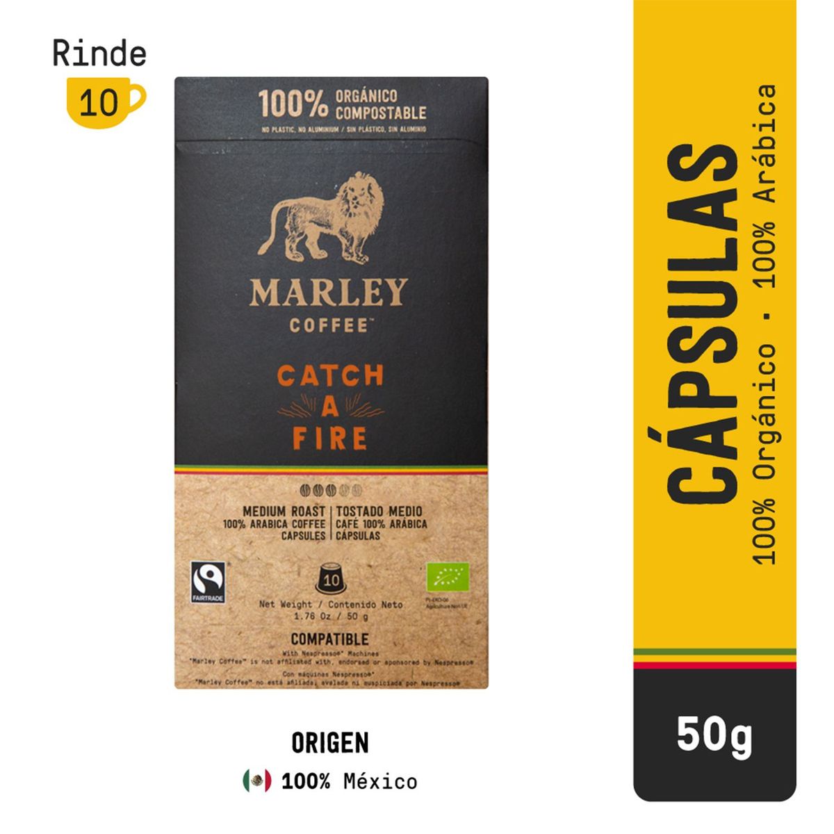 MARLEY COFFEE - Cápsulas de Café Orgánico Catch a Fire