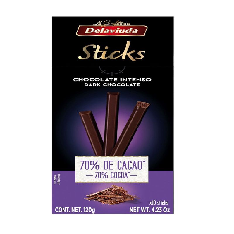 DELAVIUDA - STICKS CHOCOLATE 70  DELAVIUDA 120 GR