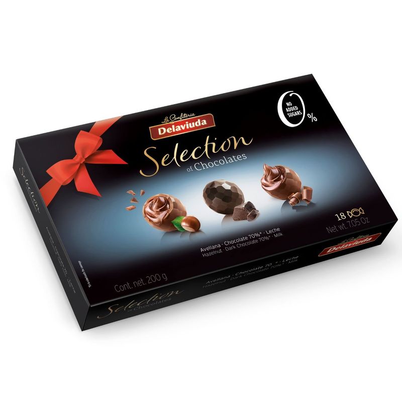 DELAVIUDA - Surtido de Bombones de Chocolate Sin Azúcar Delaviuda 200 g