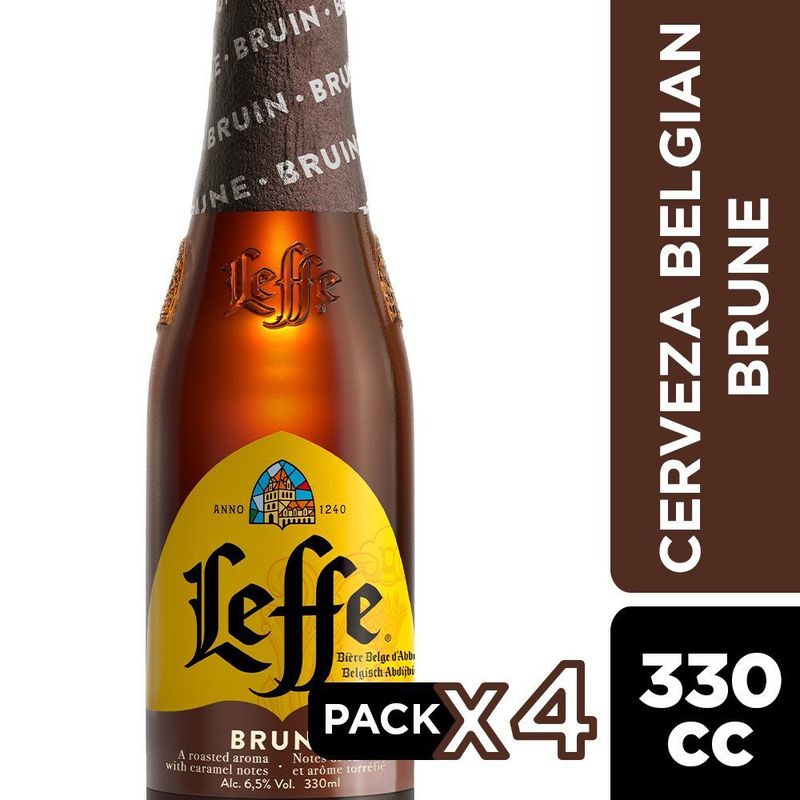 LEFFE - 4PACK CERVEZA BRUNE LEFFE 3G 330 ML