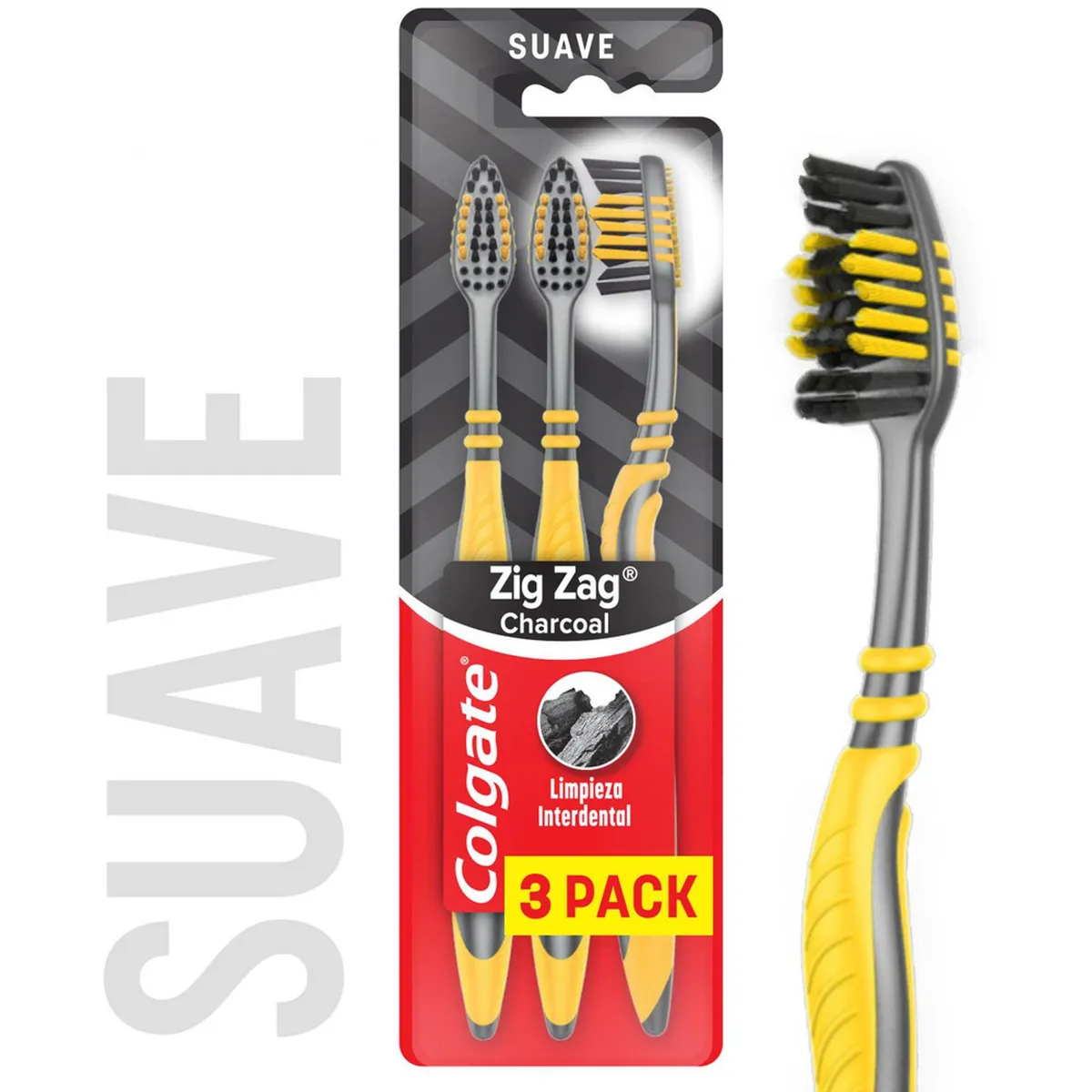 COLGATE - Cepillo de dientes Colgate Zig Zag Black Suave 3 un