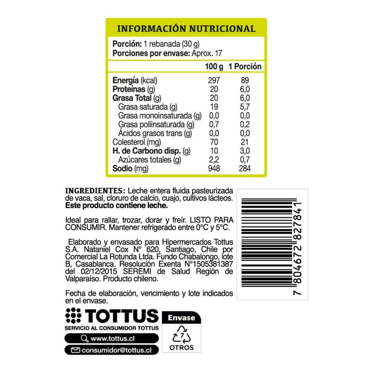 TOTTUS - Queso Llanero Trozo