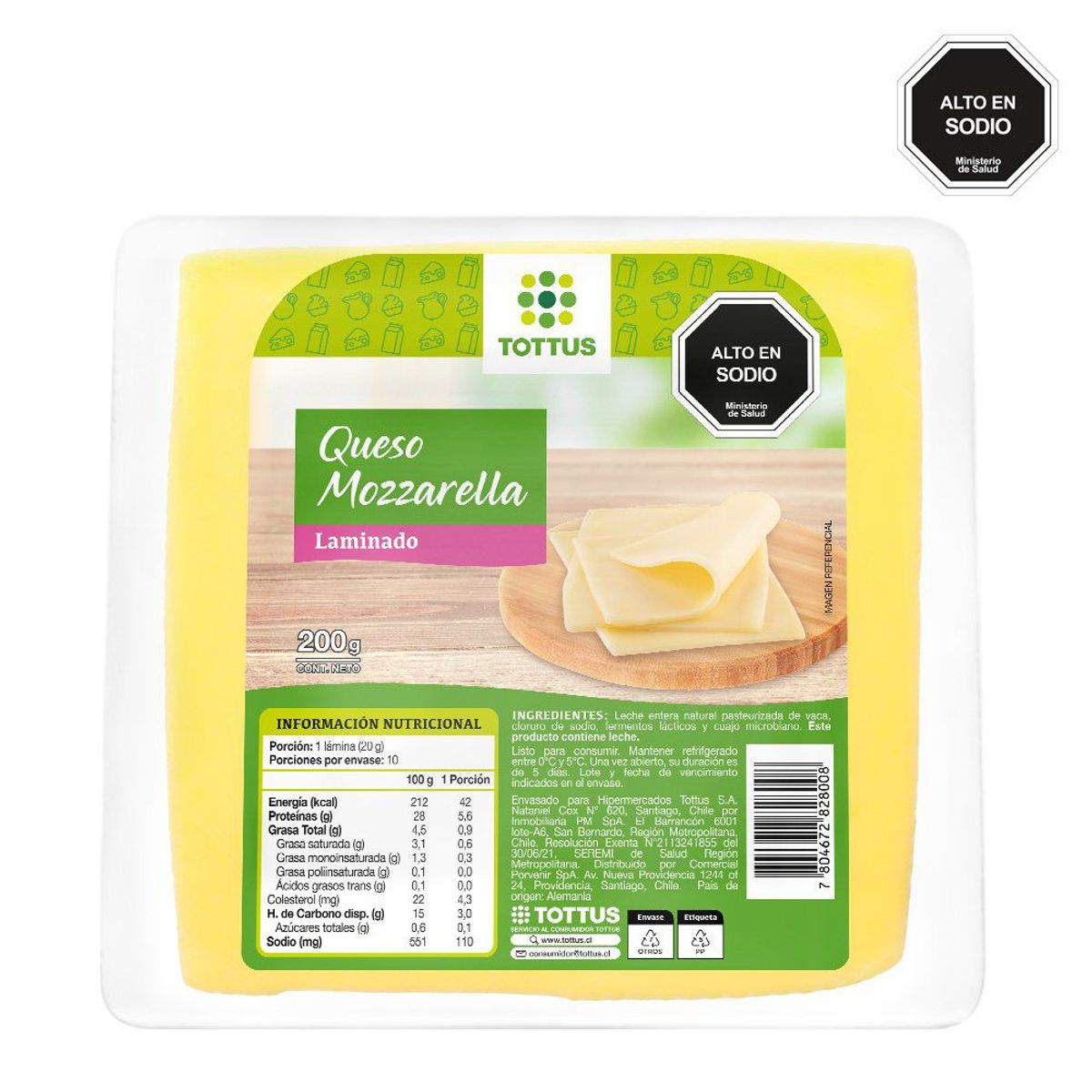 TOTTUS - Queso Mozzarella Laminado
