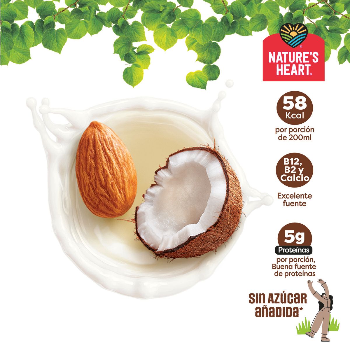 NATURE'S HEART - Bebida Vegetal Almendra y Coco Proteína