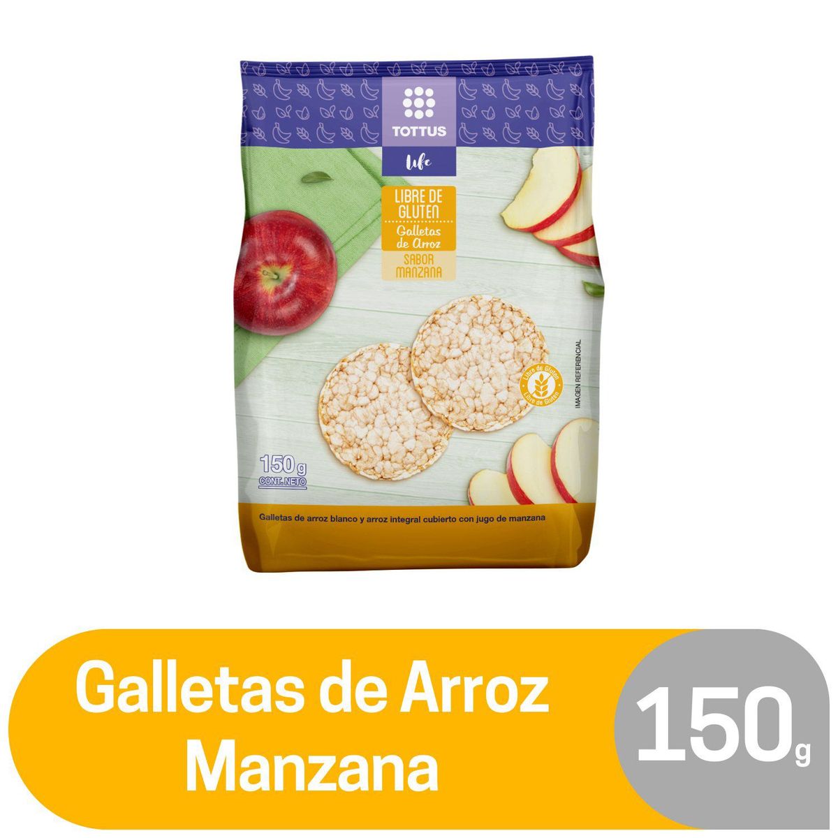 TOTTUS LIFE - Galleta de Arroz Sabor Manzana
