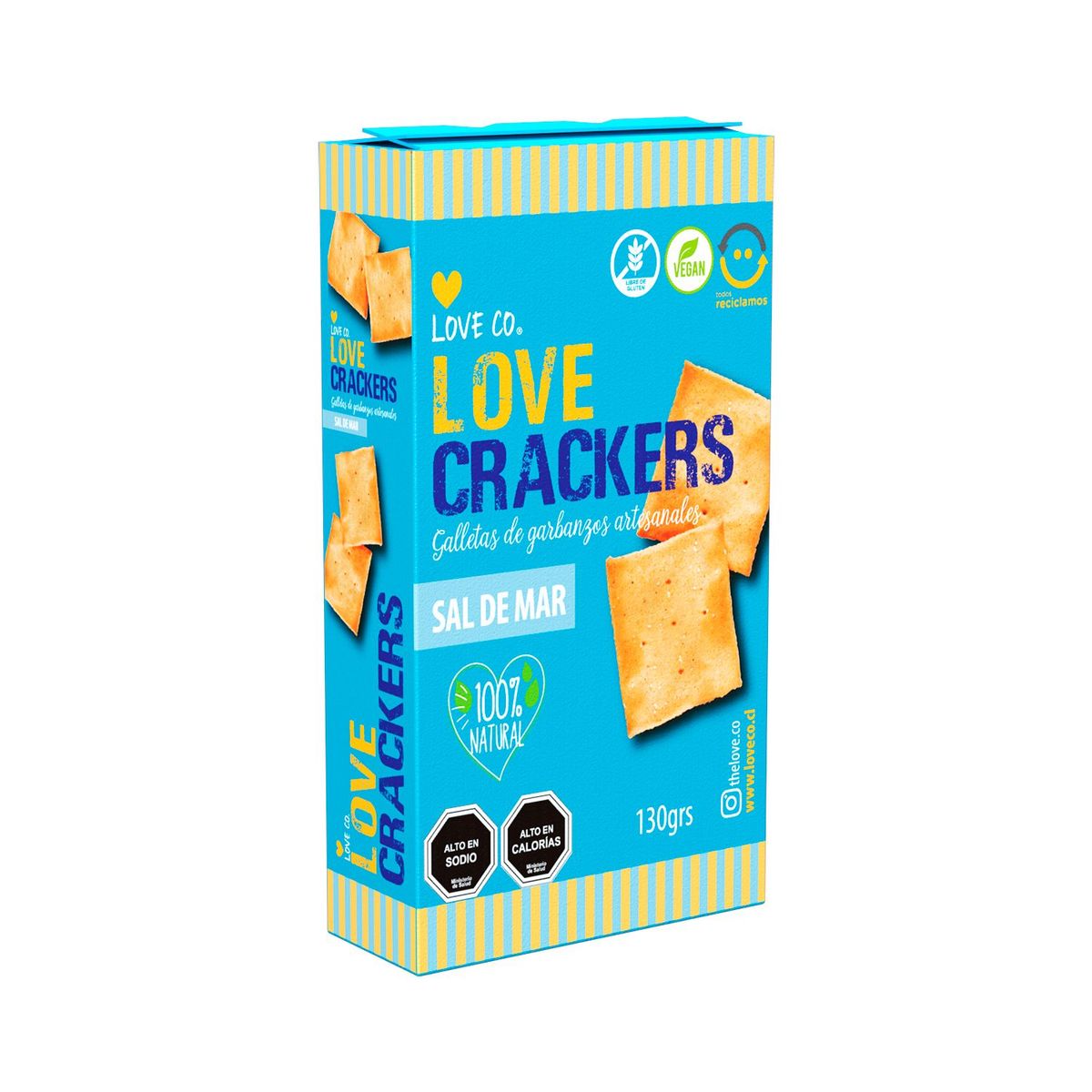 LOVE CO - Galletas de Garbanzos Artesanales Love Co Sabor Sal de Mar 130 g