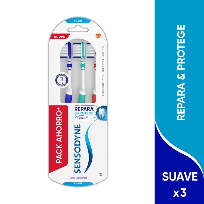 SENSODYNE - Pack Cepillos Dentales Sensodyne Repara & Protege Suave 3 Un