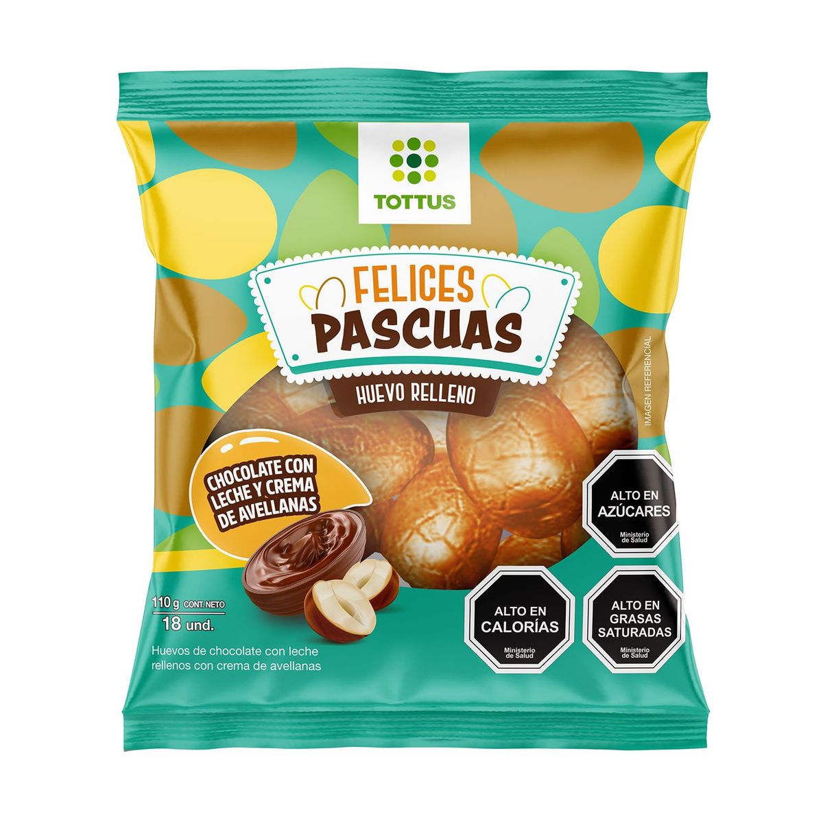 TOTTUS - Huevitos de Chocolate con Leche y Avellanas Tottus 110 g