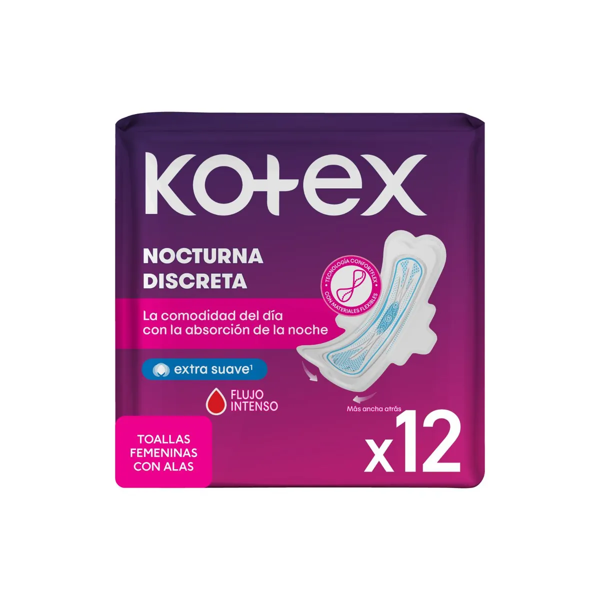 KOTEX - Toalla Higiénica Kotex Ultrafina Nocturna 12 Unidades