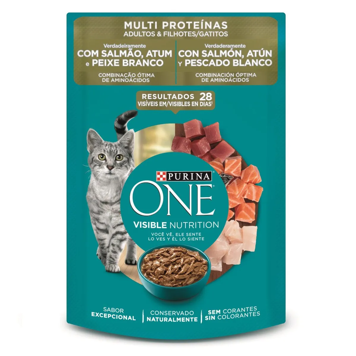 PURINA ONE - Alimento Húmedo para Gato Adultos y Gatitos Multi Proteína