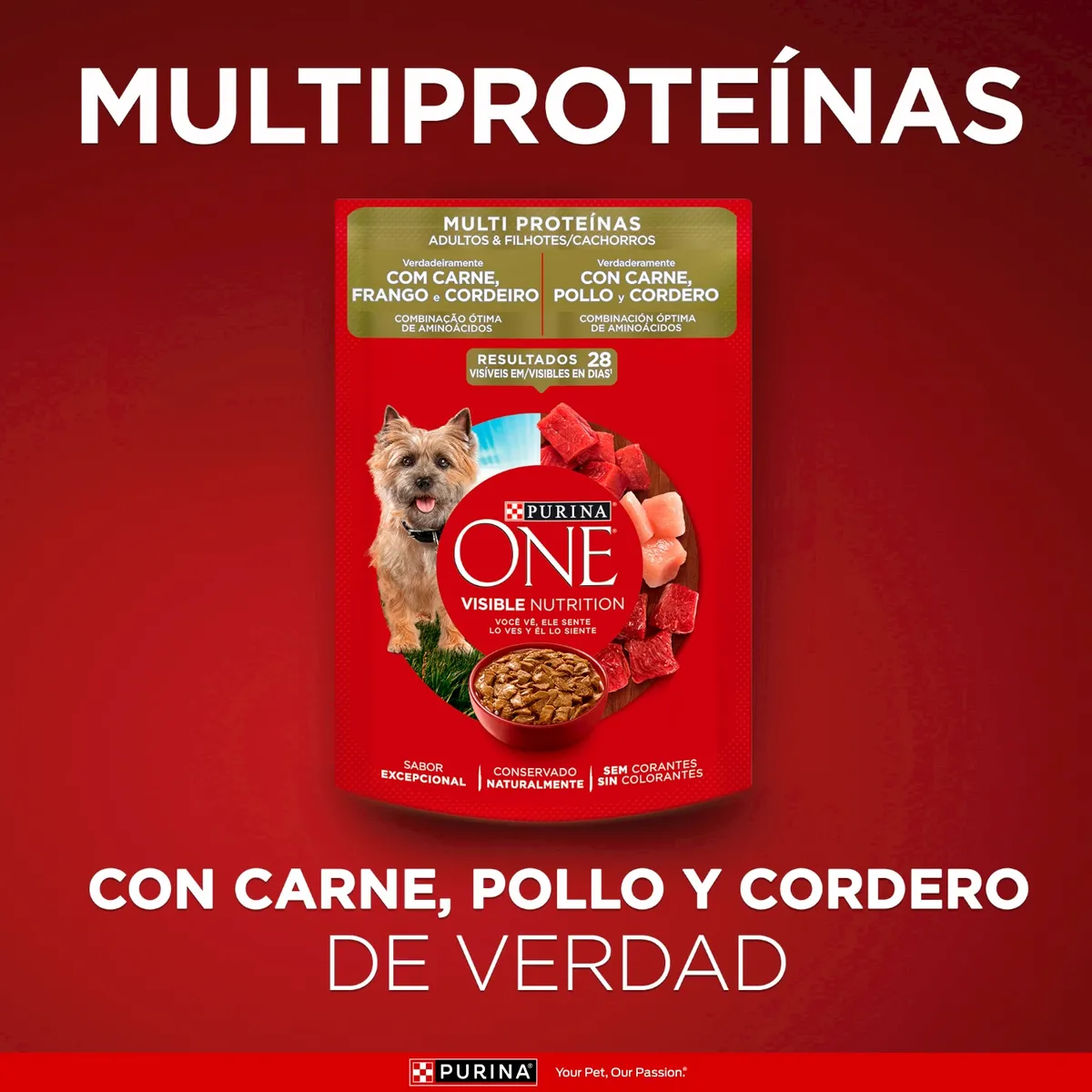 PURINA ONE - Alimento Húmedo para Perro Adultos y Cachorros Multi Proteína