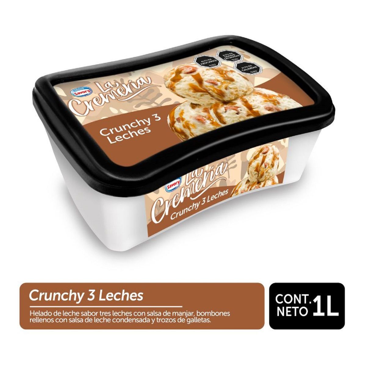 LA CREMERIA - HELADO CRUNCHY 3 LECHES LA CREMERIA 1LT