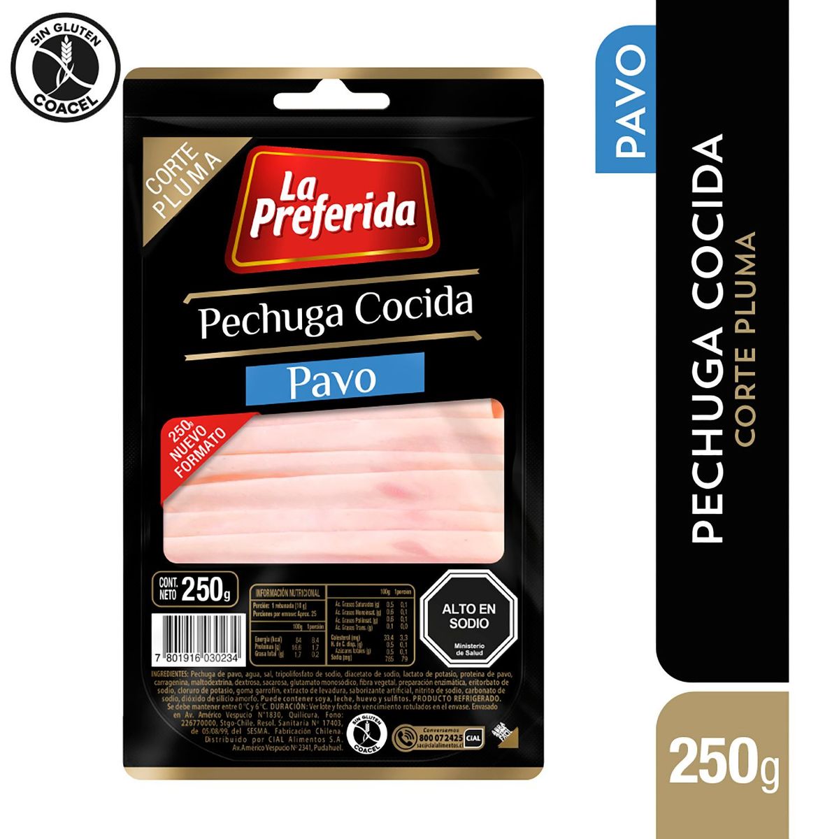LA PREFERIDA - Pechuga Cocida Corte Pluma La Preferida 250 g