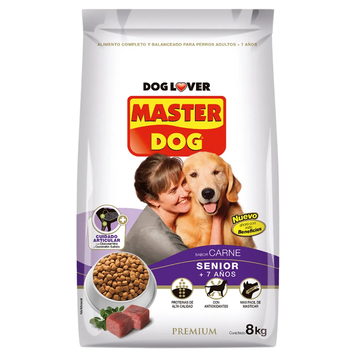 MASTER DOG - Alimento Seco para Perro Senior Sabor Carne 8 Kg