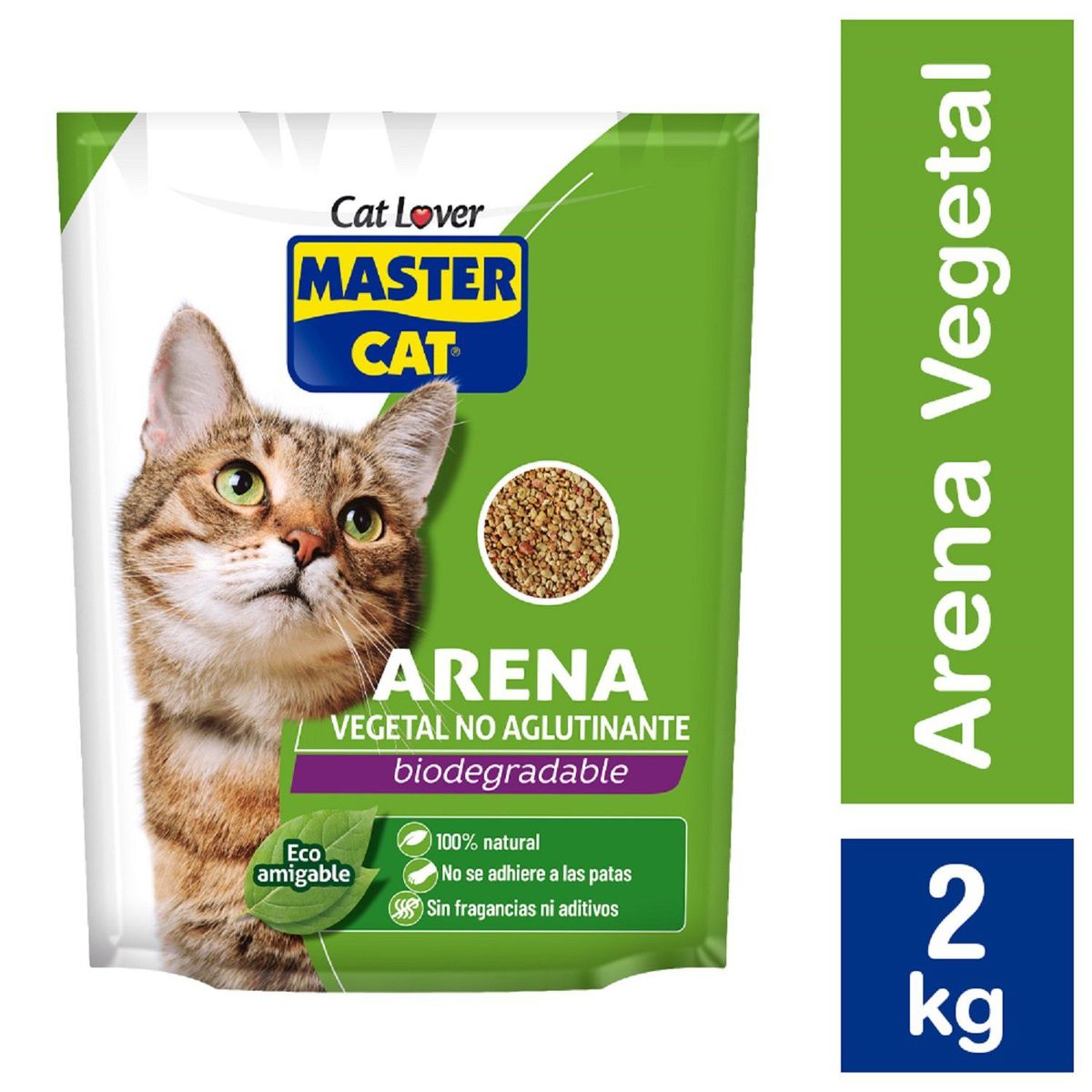 MASTER CAT - Arena para Gato No Aglutinante Ecológica 2 Kg