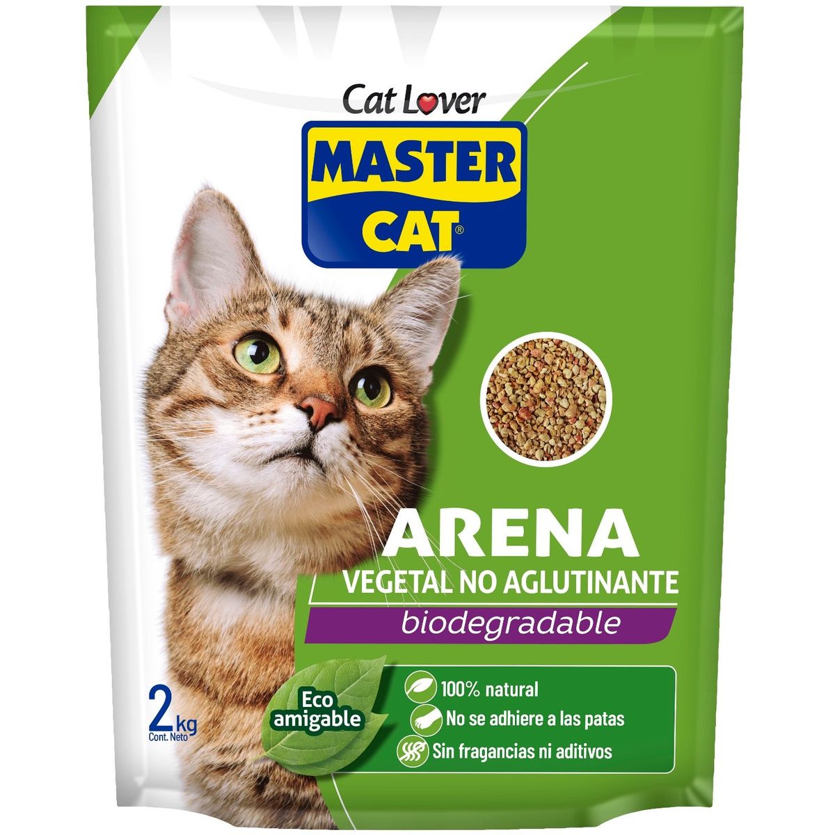 MASTER CAT - Arena para Gato No Aglutinante Ecológica 2 Kg