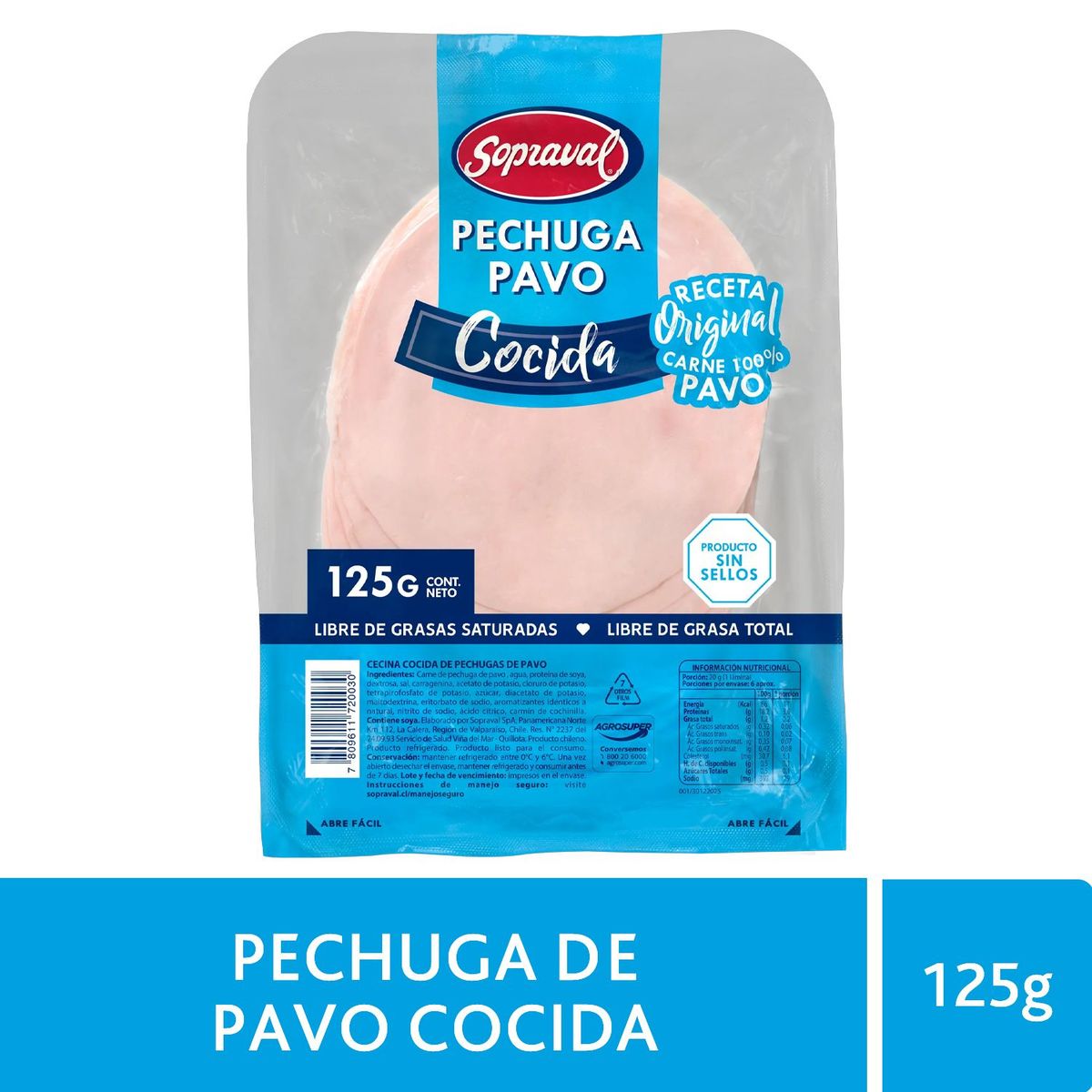 SOPRAVAL - Pechuga de Pavo Cocida Sopraval 125 gr
