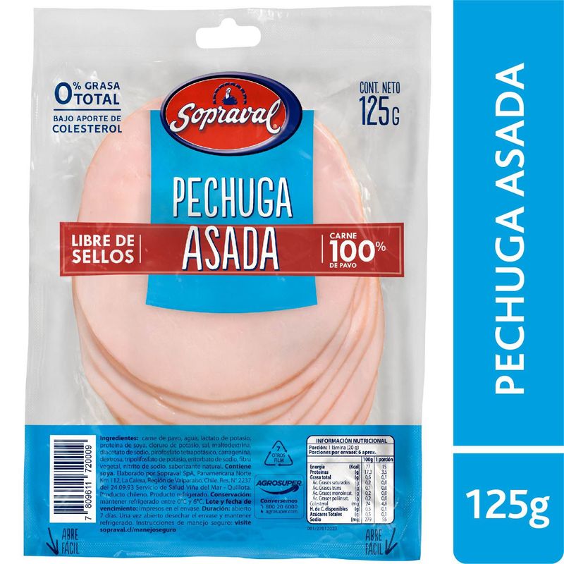 SOPRAVAL - Pechuga de Pavo Asada Sopraval 125 g