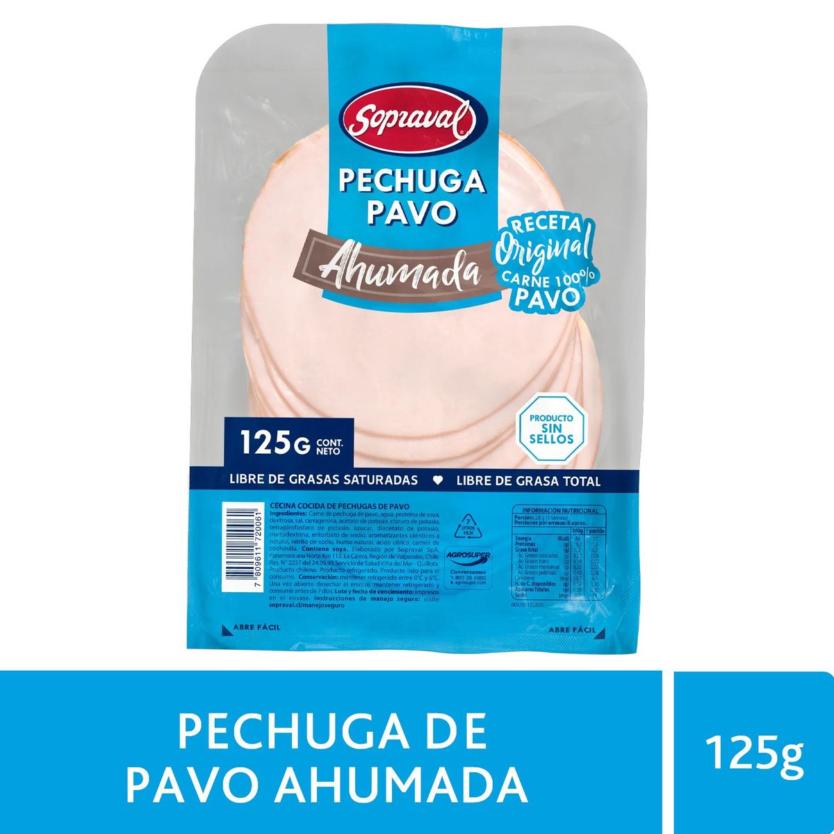 SOPRAVAL - Pechuga de Pavo Ahumada Sopraval 125 gr
