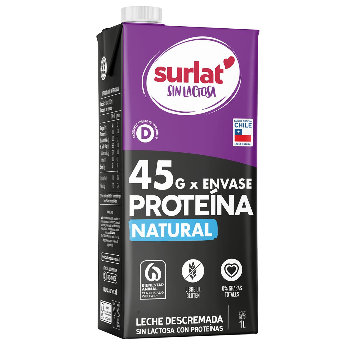 SURLAT - Leche Descremada Sin Lactosa Protein Surlat 1 L
