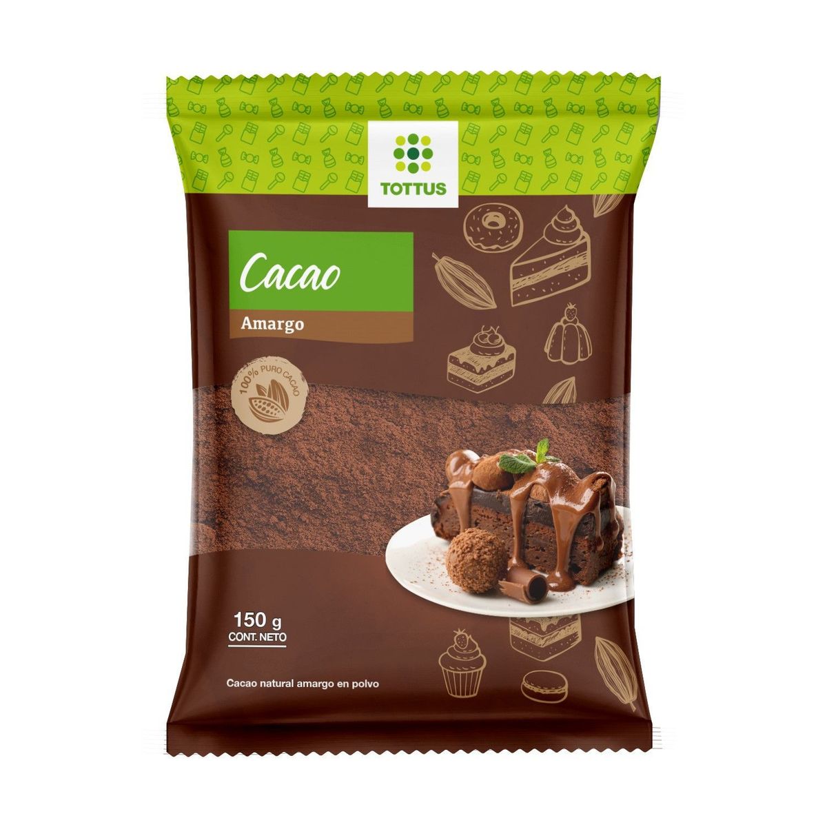 TOTTUS - Cacao Amargo en Polvo Tottus 150 g