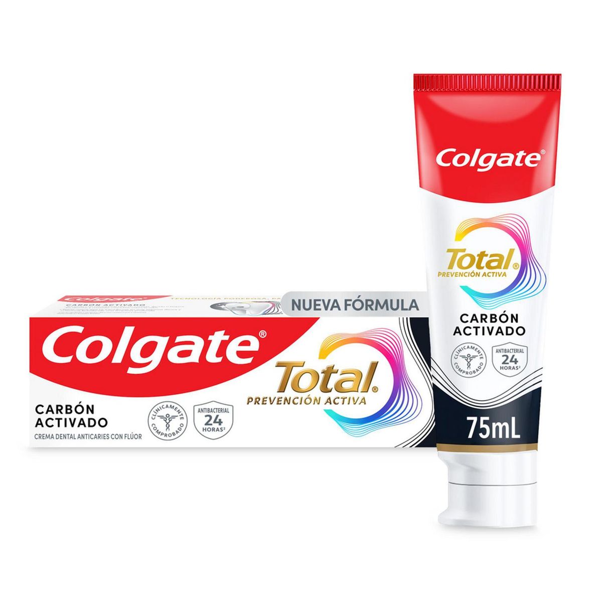 COLGATE - Pasta de Dientes Colgate Total Carbón Activado y Fluor 75 ml