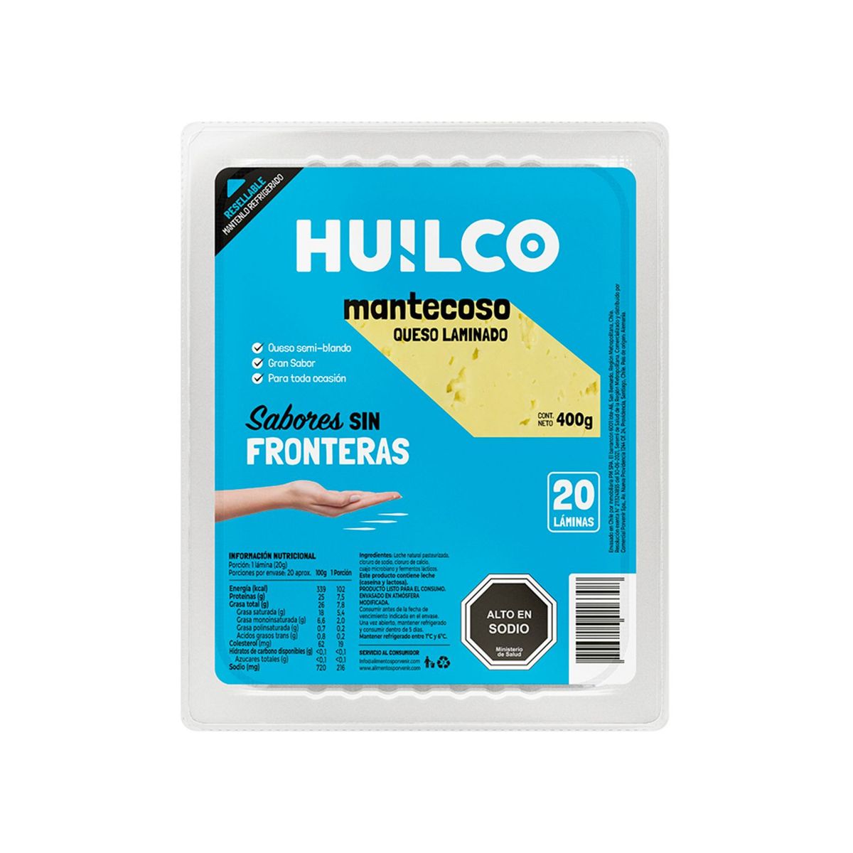 HUILCO - Queso Mantecoso Laminado Huilco 400 g