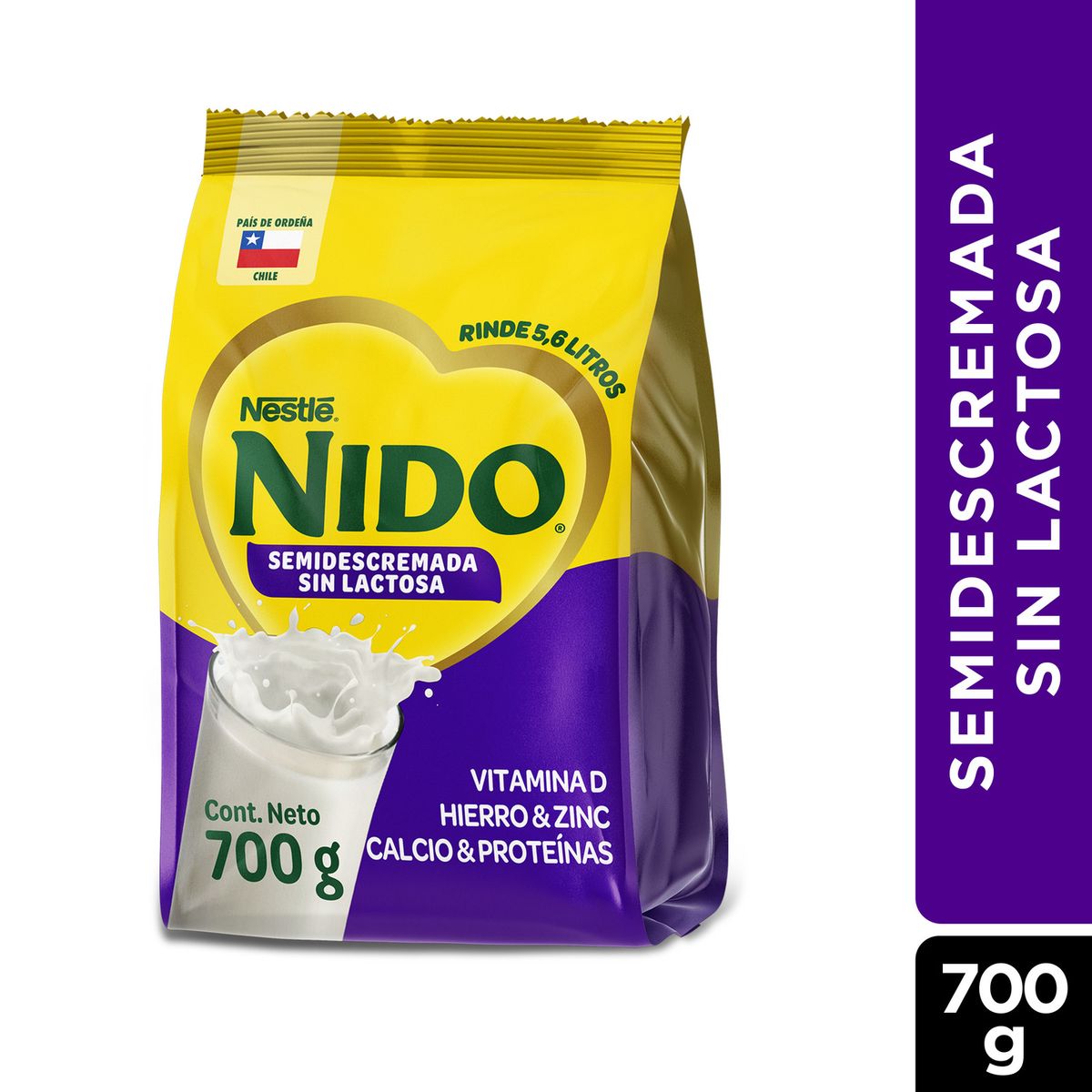 NIDO - Leche en Polvo Nido Semidescremada Sin Lactosa 700 g