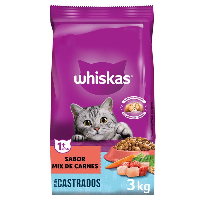 WHISKAS - Alimento Seco para Gatos Whiskas Castrados 3 Kg