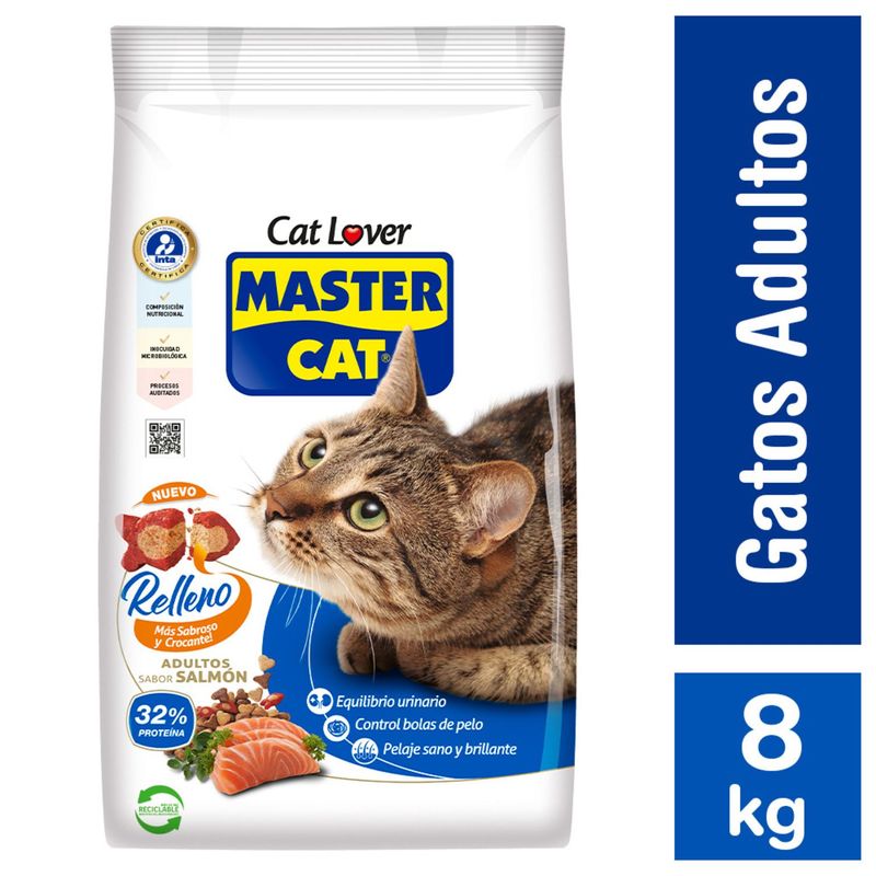 MASTER CAT - Alimento Seco para Gato Relleno Sabor Salmón 8 Kg