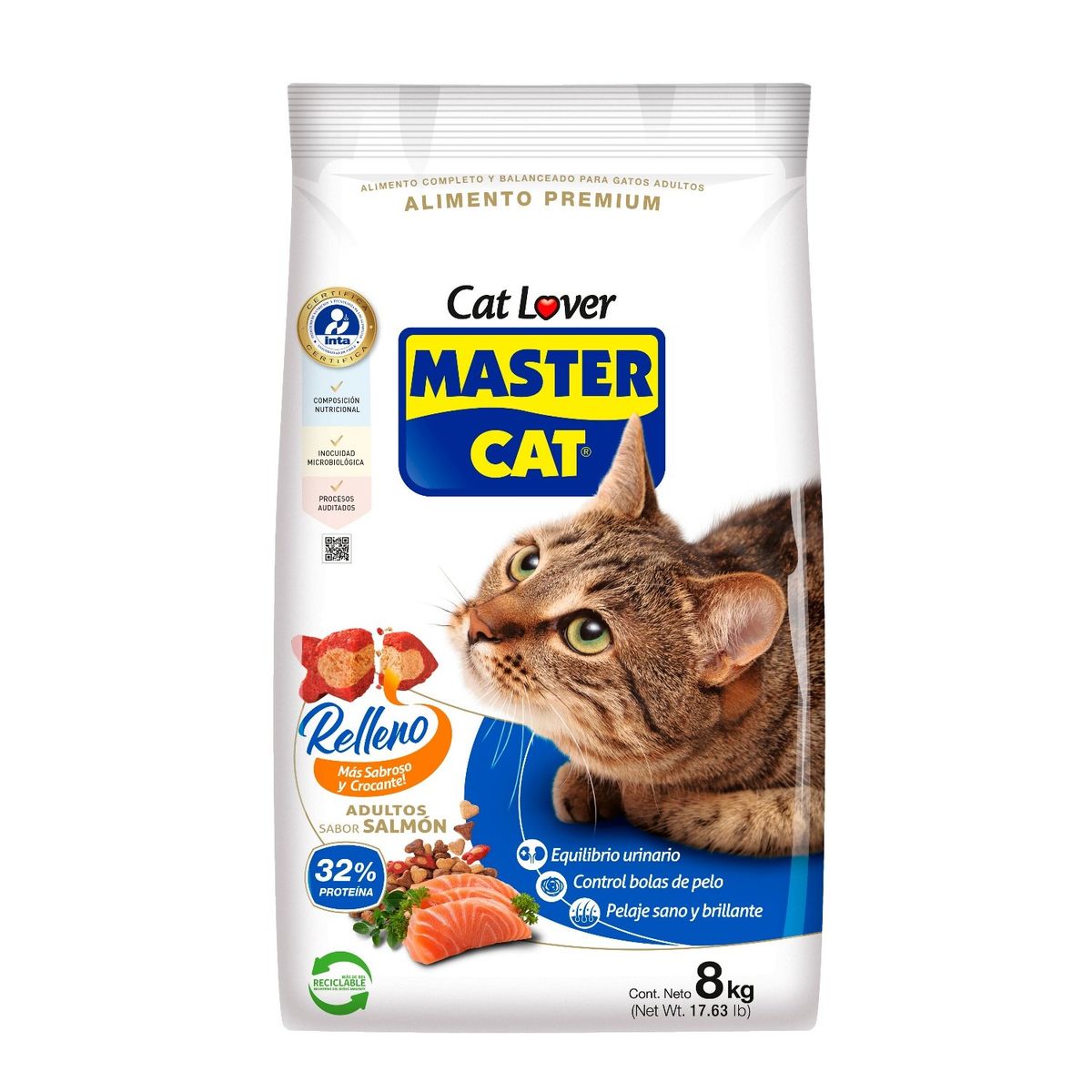 MASTER CAT - Alimento Seco para Gato Mix Gourmet Sabor Salmón 8 Kg