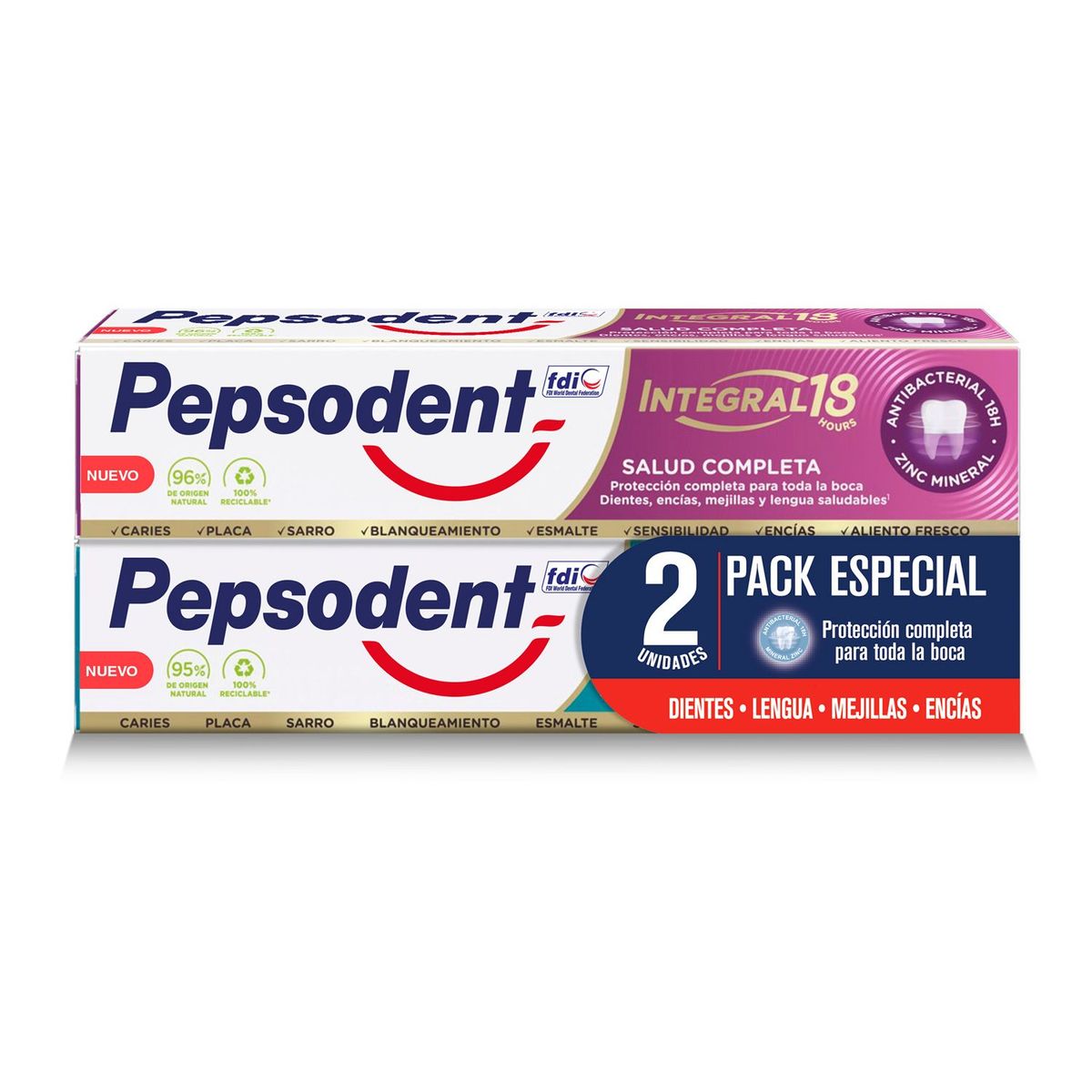 PEPSODENT - Pack Pasta de Dientes Antibacterial 18 Horas