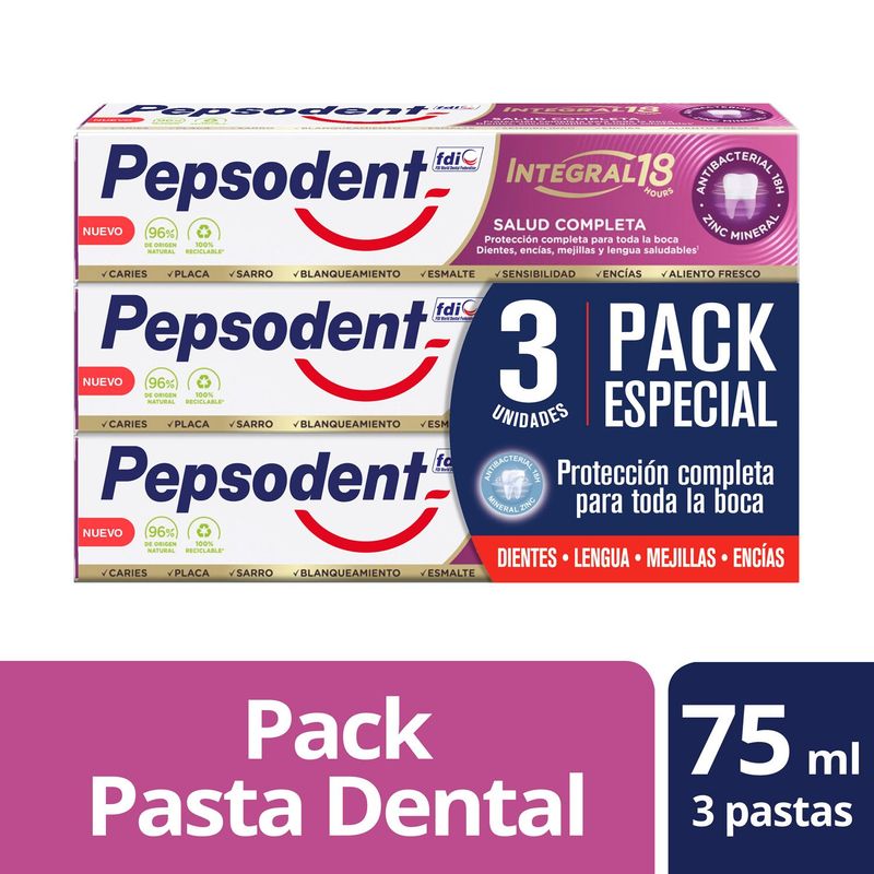 PEPSODENT - Pack Pasta de Dientes Antibacterial 18 Horas