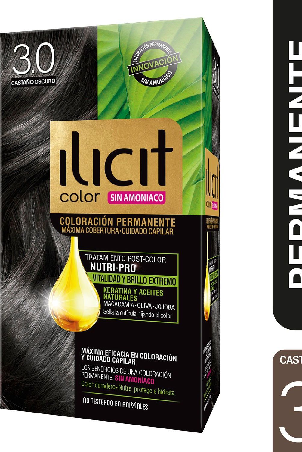 ILICIT - Tinte sin Amoníaco Coloración Permanente Color Castaño Oscuro 3.0