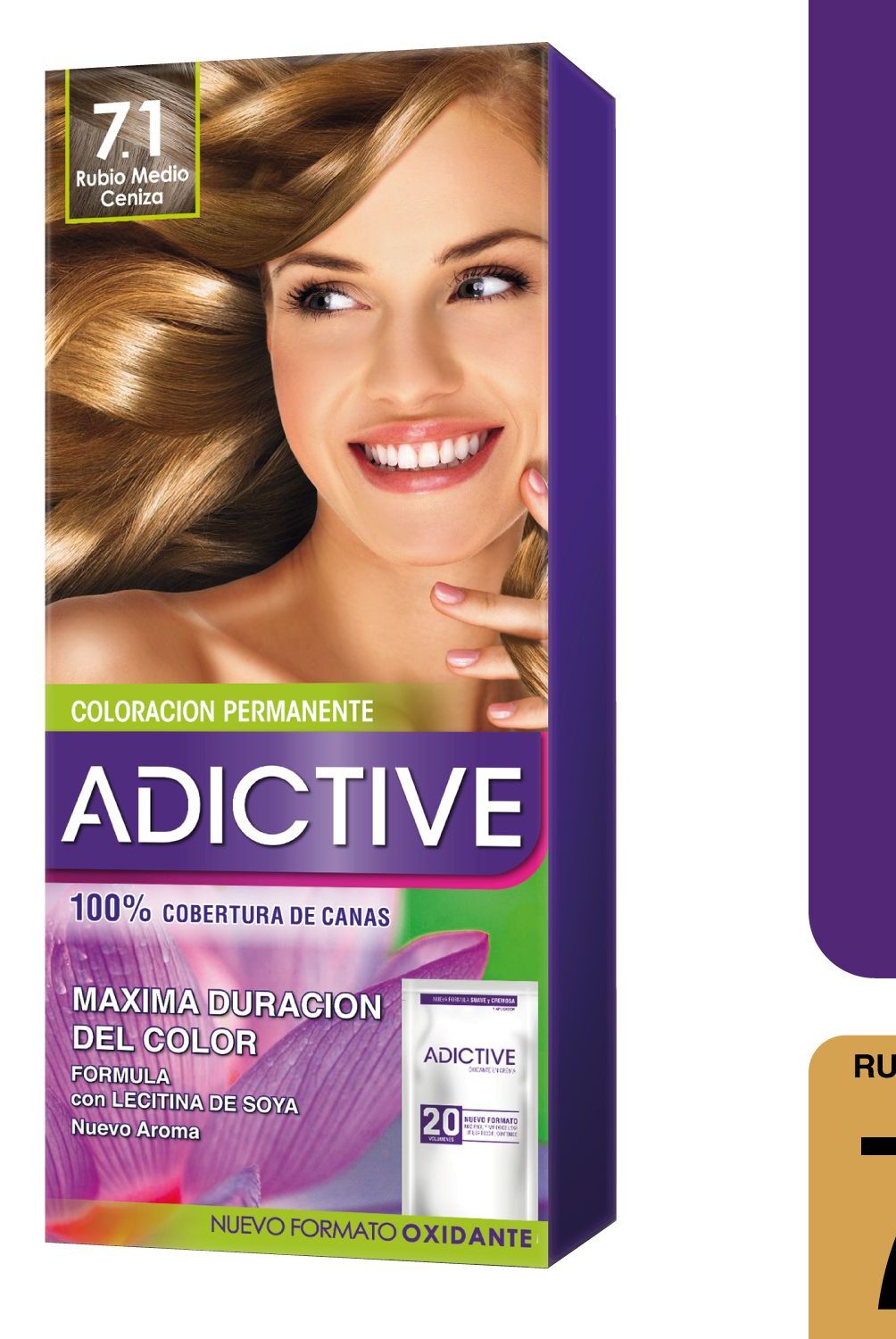 ADICTIVE - Tinte Coloración Permanente Color Rubio Medio Ceniza 7.1