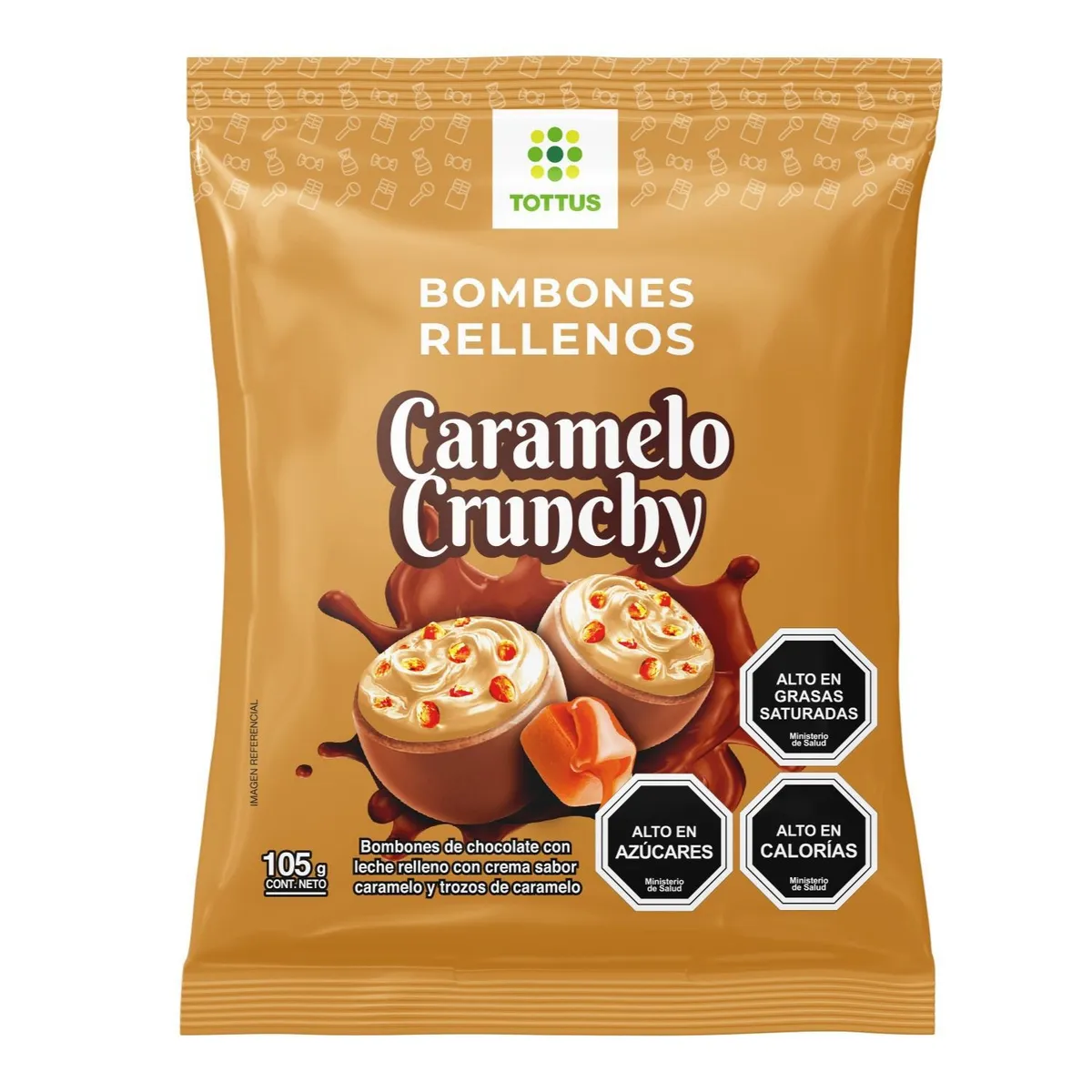 TOTTUS - Bombones de Chocolate Caramelo Crunchy Tottus 120 g