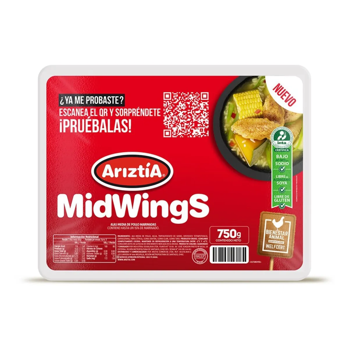 ARIZTIA - Ala Media Pollo Ariztia 750 g