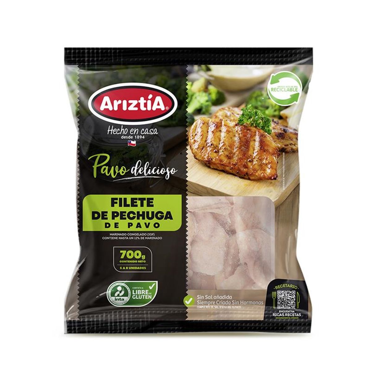 ARIZTIA - Filetes de Pechuga de Pavo Congelados Ariztia 700 g