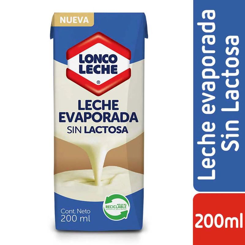 LONCOLECHE - Leche Evaporada Sin lactosa Loncoleche  200 ml