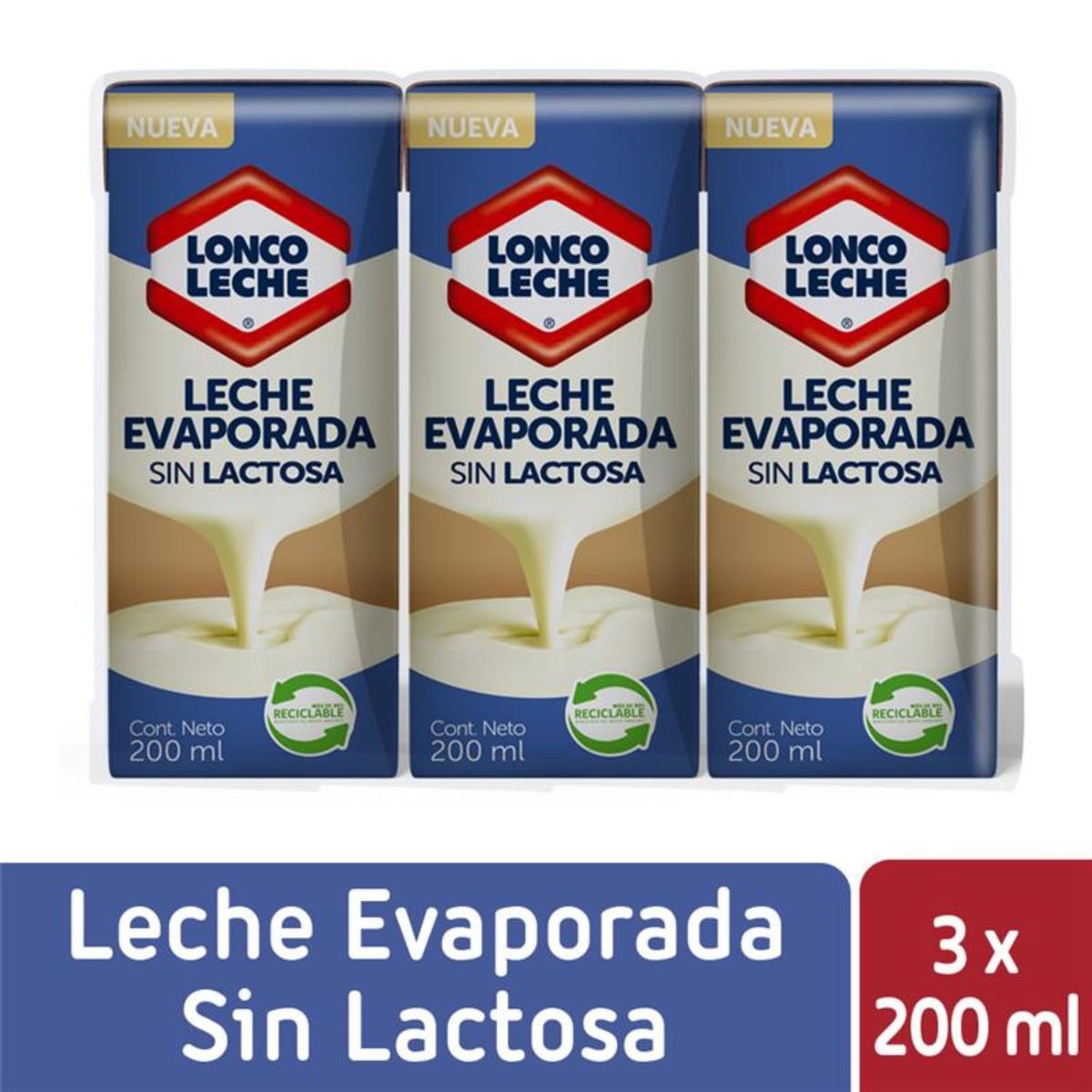 LONCOLECHE - Leche Evaporada Sin Lactosa Loncoleche 600 ml