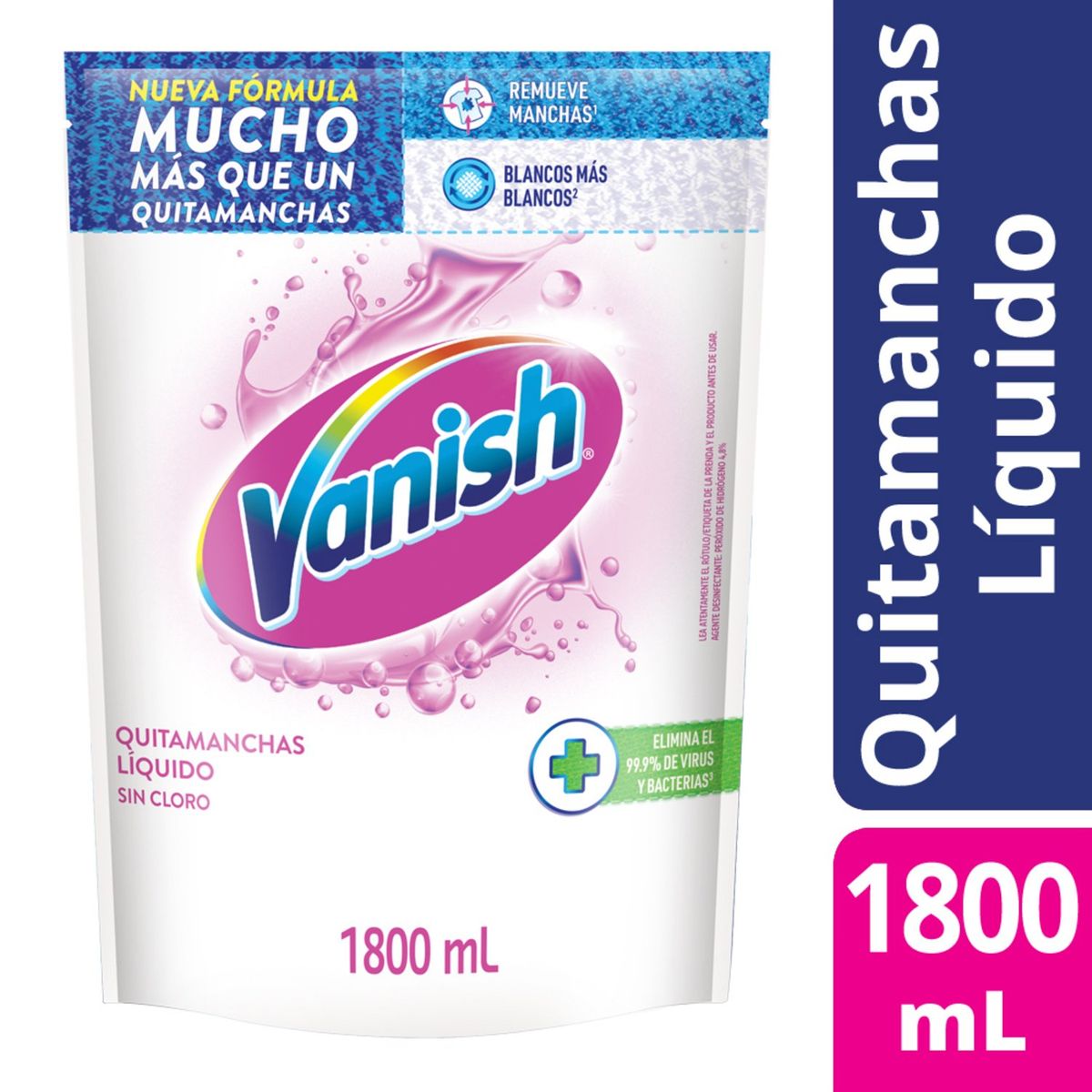VANISH - Quitamanchas Líquido Sin Cloro Ropa Blanca Vanish 1.8 lt