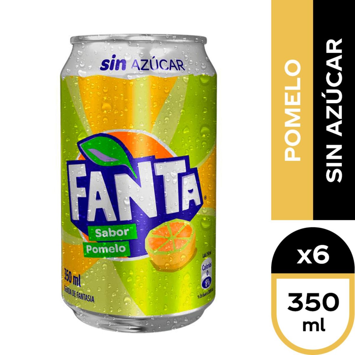 FANTA - Pack Bebidas Fanta Sabor Pomelo Sin Azúcar 6 x 350 ml