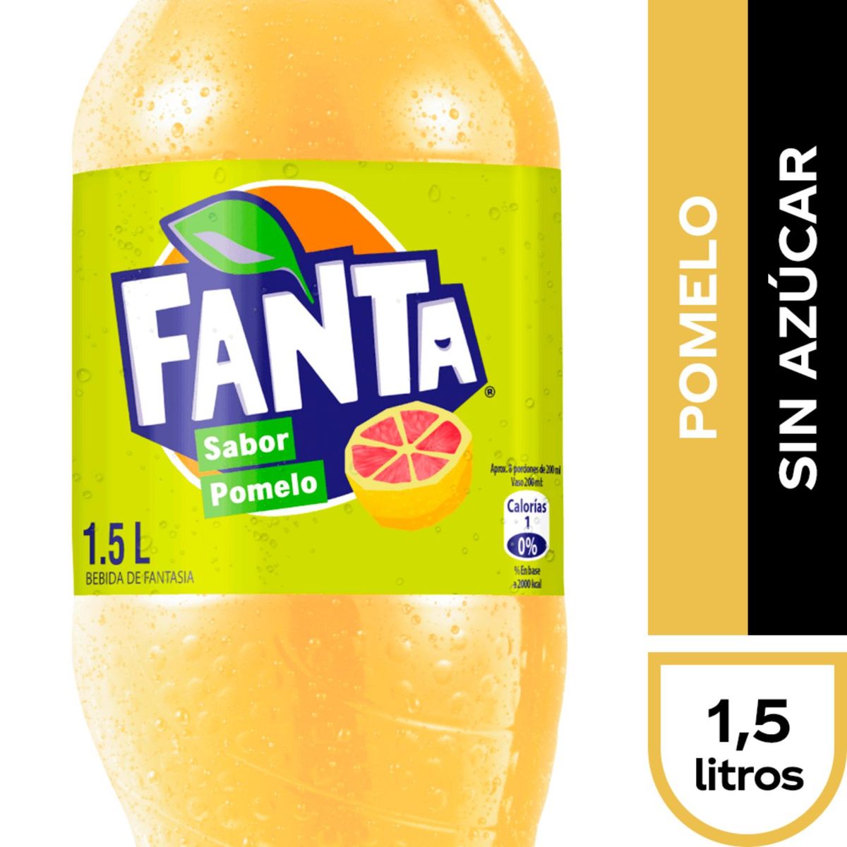 FANTA - Bebida Fanta Sabor Pomelo Sin Azúcar 1.5 L