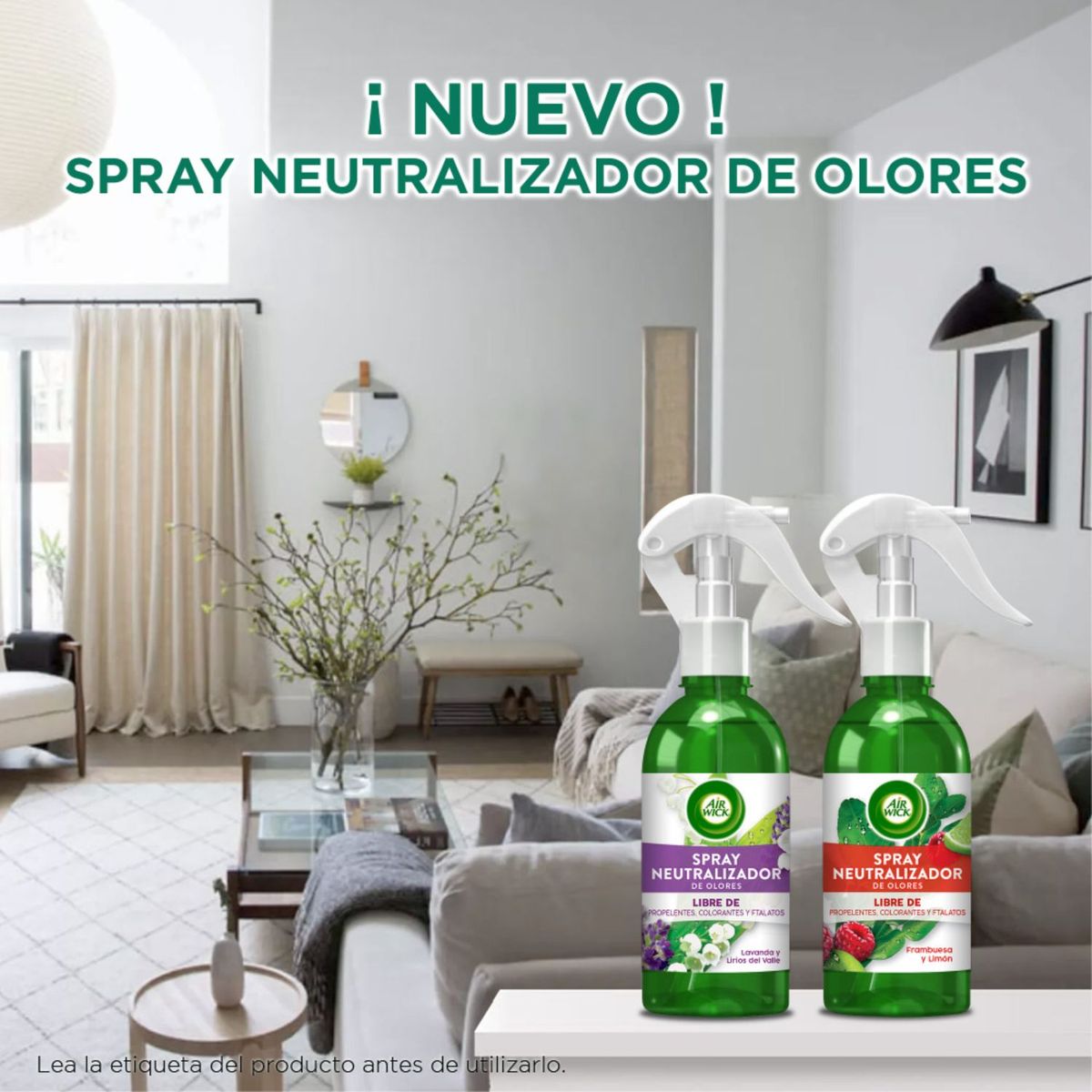 AIR WICK - Desodorante Ambiental Spray Frambuesa Limón Airwick 237 ml