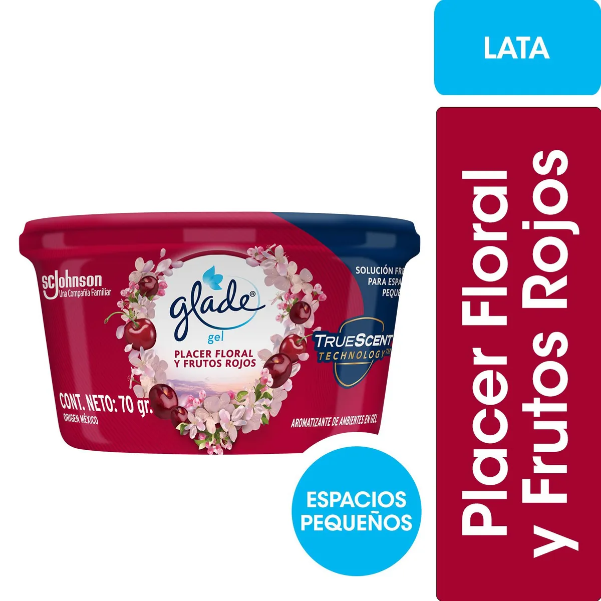 GLADE - Desodorante Ambiental Glade Mini Gel Hogar Placer Floral y Frutos Rojos 70 g